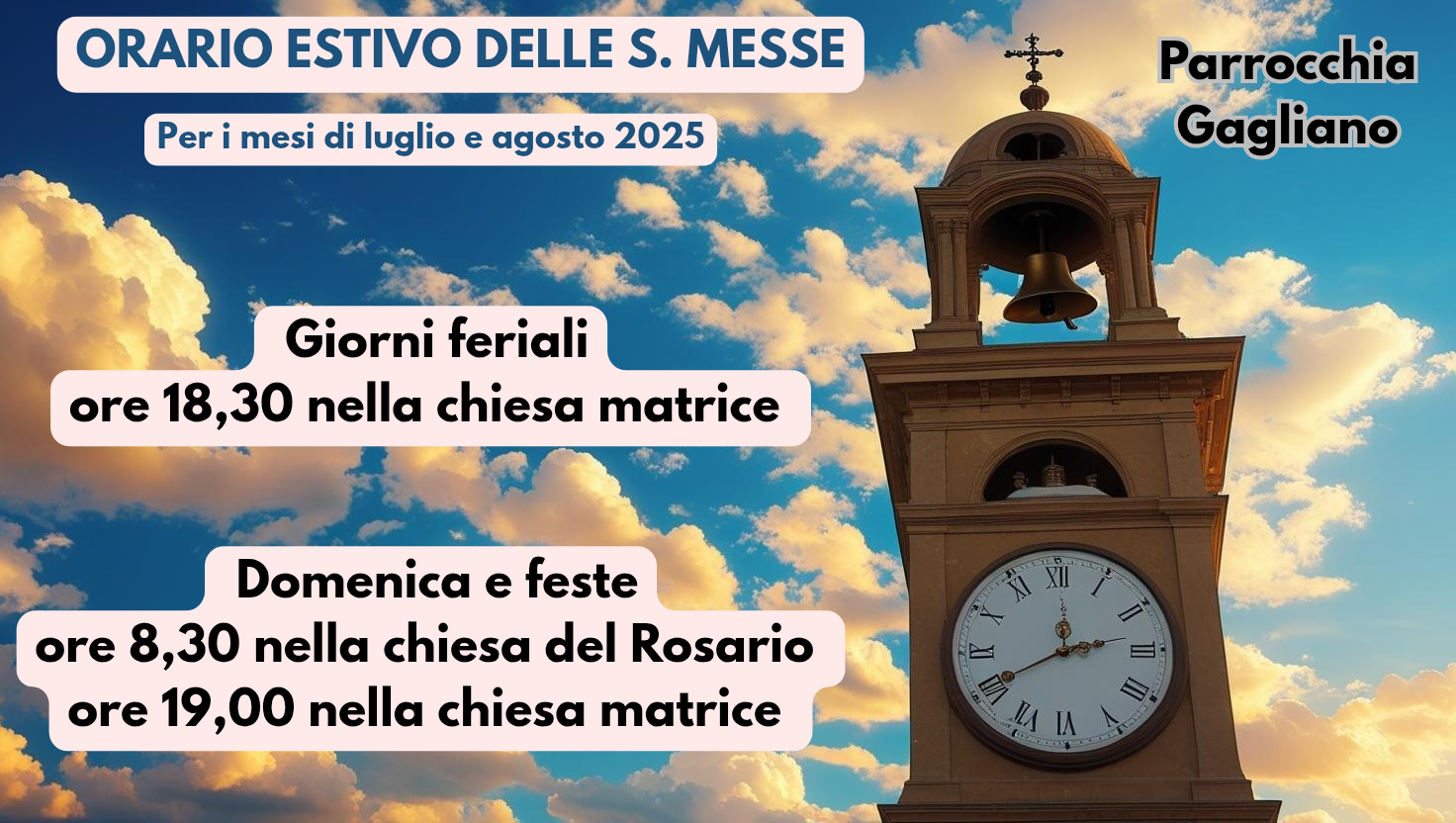 Orario estivo delle Messe